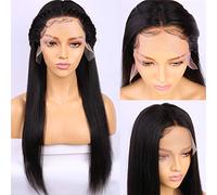 XAoSCd Parrucche Anteriori in Pizzo Capelli Sintetici Parrucca Peruviana Diritta Remy 13X4 Parrucca Anteriore in Pizzo con Capelli del Bambino Parrucca Chiusa in Pizzo 4X4, 18 Pollici (20 Pollici)