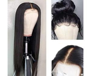 XAoSCd Parrucche Anteriori Parrucche Sintetiche Parrucca 360 Parte Libera Parrucca Anteriore Capelli Lunghi Lisci Parrucca Sintetica Nera Parrucca Naturale A Densità 180%, 22 Pollici (18 Pollici)