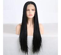XAoSCd Parrucche Anteriori Sintetiche Parrucca Anteriore 13X6 Parrucca Intrecciata A Treccia Nera per Capelli in Fibra Ad Alta Temperatura Densità 150% da Donna,A,18 Inches (22 Inches|A)