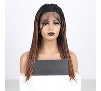 XAoSCd Parrucche Anteriori Sintetiche, Parrucca Anteriore Marrone Scuro Ombre Parrucca Intrecciata in Fibra Bicolore per Donna Parrucca Media Media, 26 Pollici (22 Pollici)