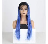XAoSCd Parrucche Anteriori Sintetiche Parrucca Anteriore Sintetica Lunga Bicolore da Donna Ombre Blu Parrucca Intrecciata 2X Parrucca Cosplay Resistente al Calore, 16 Pollici (26 Pollici)