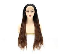 XAoSCd Parrucche Anteriori Sintetiche Parrucca Micro Tessuta Marrone Scuro, Adatta per Donne Nere E Parrucca Anteriore Sintetica Afro-Americana con Tessuto Medio 13X4, 22 Pollici (26 Pollici)