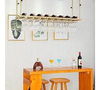 XAoSCd Portabottiglie Creativo In Oro | Portabottiglie E Calici Da Vino, Mensola Porta Bicchieri Da Vino In Metallo Da Appendere Al Soffitto, Per Sottopensile Cucina Bar,Gold-100x35cm