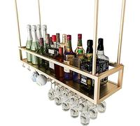 XAoSCd Portabottiglie Da Bar, Mensole Galleggianti Da Soffitto Dorate, Decorazione Per La Casa, Porta Calici In Vetro Appesi, Mensola Portabottiglie Da Parete Per Cucina, Rist,140x25x21cm