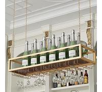 XAoSCd Portabottiglie Da Bar, Ristorante, Mensole Portaoggetti Galleggianti In Metallo, Altezza Regolabile, Portabottiglie Da Soffitto Per Cucine Sottopensili, Decorazione, Or,100 * 25 * 20Cm