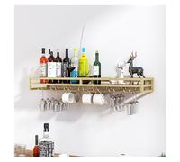 XAoSCd Portabottiglie Da Parete Con Portabicchieri Da Vino, Mensola Da Parete Sospesa Per Vino, Portabottiglie Da Vino Con Porta Calici, Portabottiglie Da Parete In Metallo Pe,Gold-80 * 20 * 8.5cm