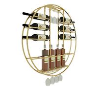 XAoSCd Portabottiglie Da Parete In Ferro Battuto Dorato, Porta Calici In Vetro, Espositore Rotondo Per Bottiglie Di Vino, Per Armadietto Per Vino, Bar, Sala Da Pranzo, Soggior,Gold-90x11x90cm
