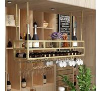XAoSCd Portabottiglie Da Parete In Metallo Con Portabicchieri Da Vino, Espositore Per Bottiglie Di Liquore, Mensole Galleggianti Per Bar, Mensola Per Whisky, Mobiletto Da Pare,D-120 * 30Cm