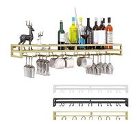XAoSCd Portabottiglie Da Parete, Mensola In Metallo Per Bicchieri Da Vino, Porta Calici Da Appendere, Portabottiglie Da Esposizione Per Vino, Organizer Galleggiante Per Bottigl,Gold-60x20cm