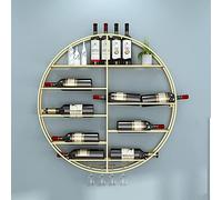XAoSCd Portabottiglie Da Parete Per Vino, Mensola Rotonda Per Bottiglie Di Vino, Porta Calici In Metallo Dorato, Portabottiglie Da Appendere, Cantinetta Per Vino, Bancone Da C,60x11x60cm