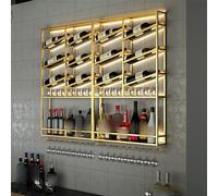 XAoSCd Portabottiglie Da Parete Per Vino, Portabottiglie Da Parete Per Vino Con Struttura In Metallo, Ripiano Per Liquori In Ferro, Ripiano Per Esposizione Di Bottiglie Di Liq,Black-A1_100*136 * 11CM