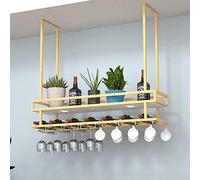 XAoSCd Portabottiglie Da Soffitto Decor Bar Porta Bicchieri Da Vino/Portabicchieri Decorazione Industriale Mensola/Organizzatore Per Mobile Decorazione Per La Casa [Oro],Gold-100cm(39in)