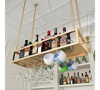 XAoSCd Portabottiglie Da Soffitto In Oro Appeso, Portabottiglie In Ferro Per Champagne, Calici, Mensola Portaoggetti, Unità Bar, Arredamento Per La Casa, Mensole Espositive Ga,80x25x21cm