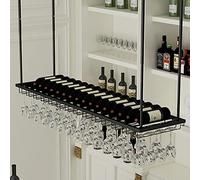 XAoSCd Portabottiglie Da Soffitto Per Bicchieri Da Champagne, Portabottiglie Da Vino In Metallo, Portabicchieri Da Vino Sospeso, Per Sottopensile, Cucina, Bar - Oro/60 * 27 *,100 * 27 * 8Cm