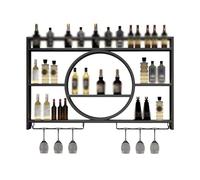 XAoSCd Portabottiglie Da Vino Industriale A Led, Da Parete, Per Bottiglie Di Liquore, Supporto Per Espositore, Scaffale Portabottiglie Multifunzionale Per Bar, Sala Da Pranzo,Black-120x15x80cm