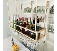 XAoSCd Portabottiglie In Ferro, Altezza Regolabile, Portabottiglie Da Appendere Al Soffitto, Porta Calici Da Champagne, Arredamento Per La Casa, Mensola Portaoggetti Vintage,Gold-140x25x21cm