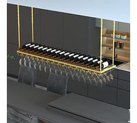 XAoSCd Portabottiglie Per Vino | Portabottiglie Da Vino Montato A Soffitto | Ripiano Portaoggetti Sospeso Per Bicchieri Da Champagne | Supporto Decorativo In Metallo Dorato In,120x30cm