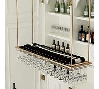 XAoSCd Portabottiglie Sospeso Dal Soffitto, Moderno Portabottiglie In Metallo Per Bottiglie Di Vino, Calici Da Champagne Montati A Parete, Scaffale Portaoggetti, Espositori Do,60x27x8cm