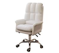 XAoSCd Sedia Da Ufficio A Casa Gonomic,Sedie Da Lavoro con Ruote,Sedia Da Scrivania Con Schienale Alto Con Braccioli,Sedia Comt In Pelle Confortevole Sedia Boss Funzione Reclinabile,EST,White/a