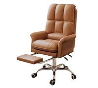 XAoSCd Sedia Da Ufficio A Casa Gonomic,Sedie Da Lavoro con Ruote,Sedia Da Scrivania Con Schienale Alto Con Braccioli,Sedia Comt In Pelle Confortevole Sedia Boss Funzione Reclinabile,EST,Brown/B