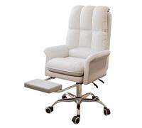 XAoSCd Sedia Da Ufficio A Casa Gonomic,Sedie Da Lavoro con Ruote,Sedia Da Scrivania Con Schienale Alto Con Braccioli,Sedia Comt In Pelle Confortevole Sedia Boss Funzione Reclinabile,EST,White/B