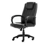 XAoSCd Sedia da ufficio ergonomica extra imbottita con schienale alto reclinabile in ecopelle nera rilassante sedia direzionale girevole con poggiapiedi regolabile ergonomicamente progettata per