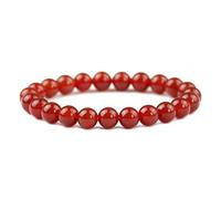 XAoSCd Set Di Gioielli In Agata Rossa Per Donne E Uomini - Collana Con Ciondolo Anello Orecchini Bracciale - Regalo In Pietra Preziosa Corniola Naturale (Braccialetto Rosso)