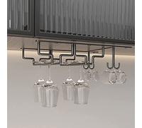 XAoSCd Supporto Per Bicchieri Da Vino Capovolto Sottopensile, Organizer Per Bicchieri Da Vino Di Alta Qualità Per La Casa, Gancio Per Tazze, Espositore Decorativo Per Bar, Cucin,Black-33x22.5cm