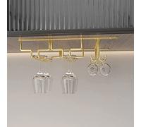 XAoSCd Supporto Per Bicchieri Da Vino Capovolto Sottopensile, Organizer Per Bicchieri Da Vino Di Alta Qualità Per La Casa, Gancio Per Tazze, Espositore Decorativo Per Bar, Cucin,Gold-44x22.5cm