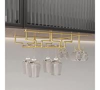 XAoSCd Supporto Per Bicchieri Da Vino Capovolto Sottopensile, Organizer Per Bicchieri Da Vino Di Alta Qualità Per La Casa, Gancio Per Tazze, Espositore Decorativo Per Bar, Cucin,Gold-33x22.5cm