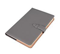 XAoSCd Taccuino A5 in pelle, rilegato in vera pelle, per uomini e donne, carta a righe, formato A5, semplice, per lavoro, riunioni, minuti, quaderno in pelle morbida, grigio