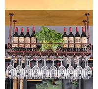 XAoSCd Unità Bar Sospesa Al Soffitto Portabottiglie Per Vino Portabottiglie Per Vino Sospeso, Supporto Per Bicchieri Da Vino Montato A Parete Porta Calici Unità Bar Mensole Ga,100x25cm