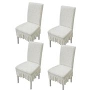 xapuo Rivestimenti Per Sedie Elastici A Balze - Coprisedili A Maglia Jacquard Con Orlo Di, Bordo Elastico Per Cucina E Sala Da Pranzo(Jade White,4pcs)