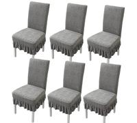 xapuo Rivestimenti Per Sedie Elastici A Balze - Coprisedili A Maglia Jacquard Con Orlo Di, Bordo Elastico Per Cucina E Sala Da Pranzo(Dark Gray ,6pcs)