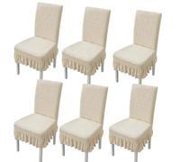 xapuo Rivestimenti Per Sedie Elastici A Balze - Coprisedili A Maglia Jacquard Con Orlo Di, Bordo Elastico Per Cucina E Sala Da Pranzo(Mustard Yellow,6pcs)