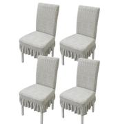 xapuo Rivestimenti Per Sedie Elastici A Balze - Coprisedili A Maglia Jacquard Con Orlo Di, Bordo Elastico Per Cucina E Sala Da Pranzo(Light Gray,4pcs)