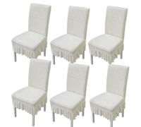 xapuo Rivestimenti Per Sedie Elastici A Balze - Coprisedili A Maglia Jacquard Con Orlo Di, Bordo Elastico Per Cucina E Sala Da Pranzo(Jade White,6pcs)