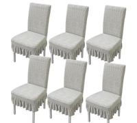 xapuo Rivestimenti Per Sedie Elastici A Balze - Coprisedili A Maglia Jacquard Con Orlo Di, Bordo Elastico Per Cucina E Sala Da Pranzo(Light Gray,6pcs)