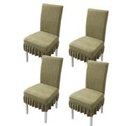 xapuo Rivestimenti Per Sedie Elastici A Balze - Coprisedili A Maglia Jacquard Con Orlo Di, Bordo Elastico Per Cucina E Sala Da Pranzo(Matcha Green,4pcs)