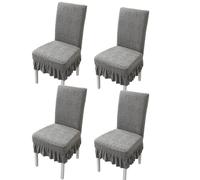 xapuo Rivestimenti Per Sedie Elastici A Balze - Coprisedili A Maglia Jacquard Con Orlo Di, Bordo Elastico Per Cucina E Sala Da Pranzo(Dark Gray ,4pcs)