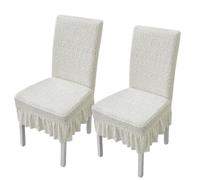 xapuo Rivestimenti Per Sedie Elastici A Balze - Coprisedili A Maglia Jacquard Con Orlo Di, Bordo Elastico Per Cucina E Sala Da Pranzo(Jade White,2pcs)