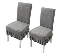 xapuo Rivestimenti Per Sedie Elastici A Balze - Coprisedili A Maglia Jacquard Con Orlo Di, Bordo Elastico Per Cucina E Sala Da Pranzo(Dark Gray ,2pcs)