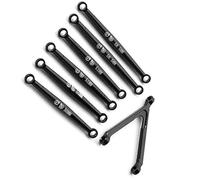 XAQRYQO Asta Sterzo RC per Axial SCX24 1/24 RC Auto Parti 7 Pezzi Interasse Rc Set di Aste Collegamento dello Sterzo in Lega Alluminio(Black)