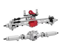 XAQRYQO Parti per Auto RC per Axial AR44 90047 90046 AX90060 SCX10 II 1/10 RC Crawler Aggiornamento ASSE Anteriore Posteriore in Lega di Alluminio CNC Set 30T/8T(Silver,Front And Rear)