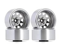 XAQRYQO Parti per Auto RC per TRX4 per Axial SCX10 90046 W1940 1/10 RC Crawler Car Deep Dish Negative Offset 8,9 Mm Metallo 1,9" Beadlock Cerchione Mozzo(Silver)