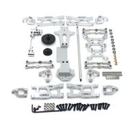 XAQRYQO Parti RC per Wltoys 144001 144002 144010 1/14 Kit Parti Aggiornamento Metallo Braccio Oscillante Asta Collegamento Blocco Sterzo Tazza Torre Ammortizzatori Accessori Auto RC(Silver)