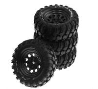 XAQRYQO Pneumatici in Gomma RC per Traxxas 1/10 RC Crawler Accessorio per Auto con Intaglio Adattatore 4 Pezzi 93mm Metallo 1.9 Pollici Beadlock Wheel Rim Set di Pneumatici Gomma