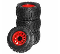 XAQRYQO Pneumatici in Gomma RC per TRAXXAS per MAXX per ARRMA per Granite per KRATON per Outcast 1/10 RC 128mm per Monster Stunt Truck Pneumatico Ed Esagonale(Red,A)