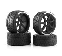 XAQRYQO Pneumatici per Auto RC per Arrma 1/7 per Crimine per FSR per Modello GT RC Auto Parti Aggiornamento 4 Pezzi 53/107 42/100 Pneumatico 17mm Ruota Esagonale(Black)