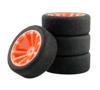 XAQRYQO Pneumatici per Auto RC per HSP per HPI 1/10 On-Road rc Cars 12mm Hex RC Auto da per Corsa Accessori 4 Pezzi Set per Racing Foam Tire Wheel Rim(Red)